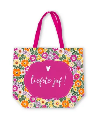 Canvas tas -  Liefste juf (summer flower) - Katoenen tas
