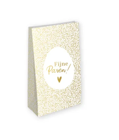 KP® Kraft papieren zakken - Fijne Pasen (luxury dots) 14+8x26cm, 25t