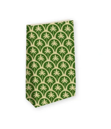 KP® Kraft papieren zakken - Tropical Deco (groen) 14+8x26cm, 25t