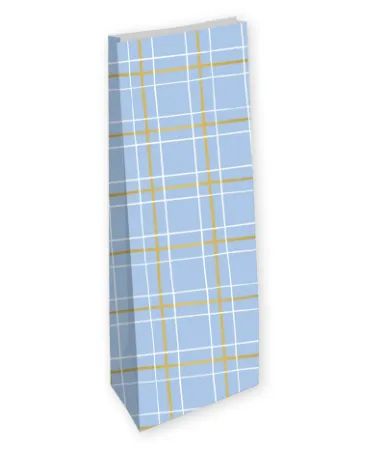 KP® kraft papieren zakken - Grid (lichtblauw) 10+8x41cm, 25st