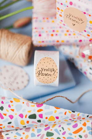 Vrolijk Pasen (paasei) stickers - 5 soorten