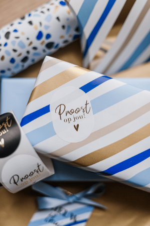 Proost op jou stickers - 3 soorten wensetiketten