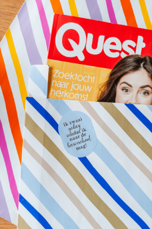 KP® Cadeauzakjes 27x34+4cm Painted Lines (blue) 250st