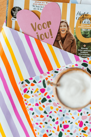 KP® Cadeauzakjes 27x34+4cm Terrazzo (roze) 250st