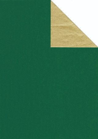 Afbeeldingen van Cadeaupapier Eco Kraft bruin 63gr Uni goud-groen 50cm 200m