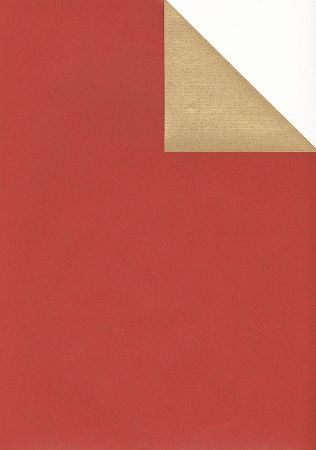 Afbeeldingen van Cadeaupapier Eco Kraft bruin 63gr Uni goud-rood 50cm 200m