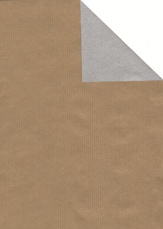 Afbeeldingen van Cadeaupapier Eco Kraft bruin 63gr Uni goud-zilver 50cm 200m