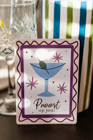 KP® Wenskaarten A6 - Proost op jou + martiniglas - 10 stuks