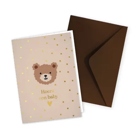 KP® Wenskaarten gevouwen - Hoera een baby + beer - 5 stuks