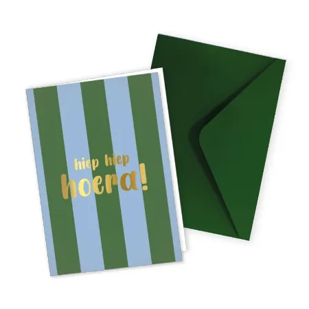 KP® Wenskaarten gevouwen - Hiep Hiep Hoera + stripes - 5 stuks