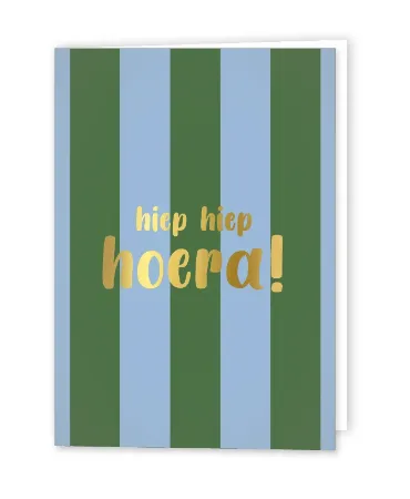 Afbeeldingen van KP® Wenskaarten gevouwen - Hiep Hiep Hoera + stripes - 5 stuks