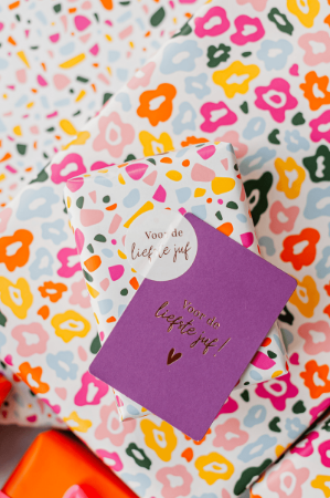 KP® Cadeaukaartjes A7 - Voor de liefste juf (donkerpaars), 25 stuks