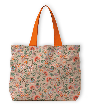 Klassieke strandtas met elegante bloemen - Boho Bloom 65x18x49cm
