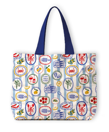 Zomerse strandtas met maritiem design - Seaside Supper shopper 