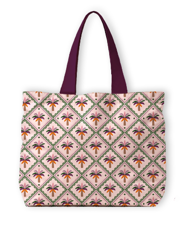 Trendy Strandtas - Palmboompjes - grote canvas shopper
