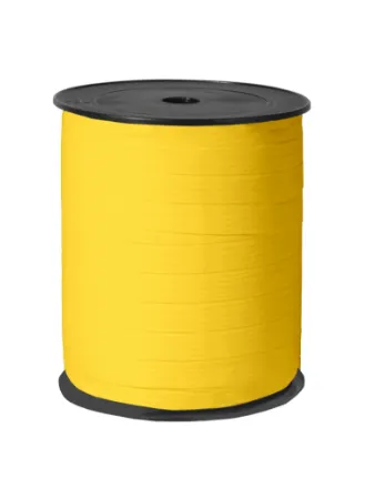 Paperlook krullint tweezijdig 10mm, Geel