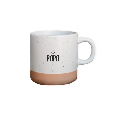 Witte keramische mok met zwarte opdruk 'Papa'