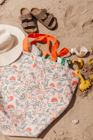 Klassieke strandtas met elegante bloemen - Boho Bloom 65x18x49cm