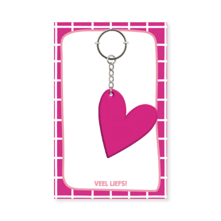 Hartje sleutelhanger in roze - 3D en PVC