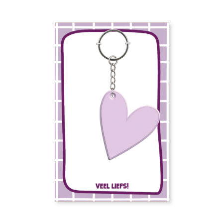 Lieve Hart sleutelhanger in lila - 3D en PVC materiaal