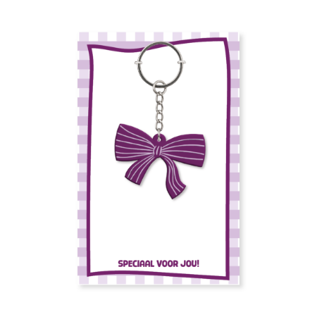 Schattige paarse strik sleutelhanger - PVC en 3D