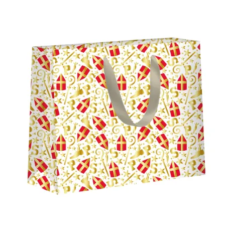 KP® Luxe papieren draagtas - Mijter pret wit 32x12x25cm, 10st
