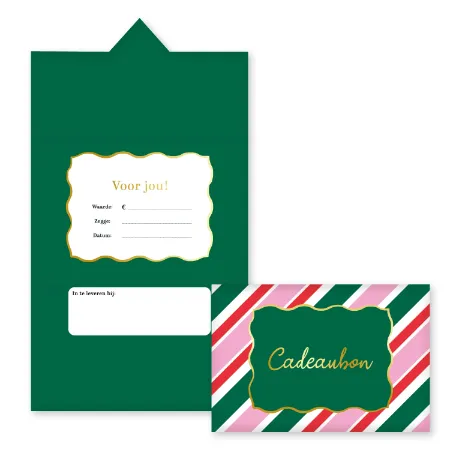 KP® Cadeaubon - Stripes roze/groen - 25 stuks