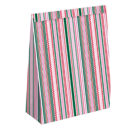 KP® Kraft papieren zakken - Colorful ribbons 27+15x36cm, 25st