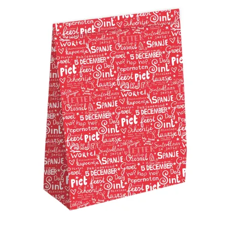 KP® Kraft papieren zakken - Letter pret rood 27+15x36cm, 25st