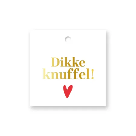 KP® Cadeaulabel - Dikke knuffel (wit) - 60x60mm