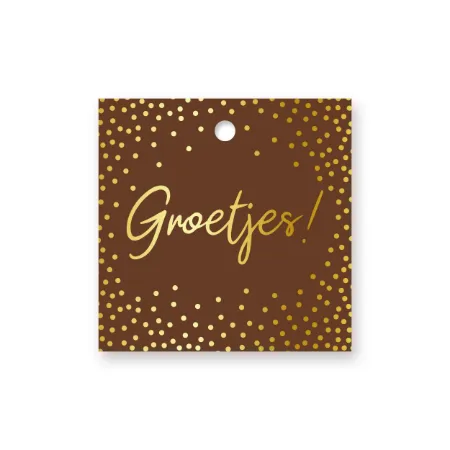 KP® Cadeaulabel - Groetjes (dots)  - 60x60mm