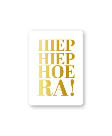 KP® Cadeaukaartjes A7 - Hiep hiep hoera (wit/goud), 25 stuks