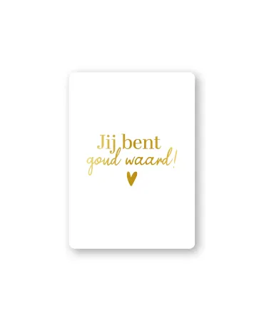 KP® Cadeaukaartjes A7 - Jij bent goud waard (wit/goud), 25 stuks