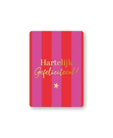 KP® Cadeaukaartjes A7 - Hartelijk gefeliciteerd (rood/roze), 25 stuks