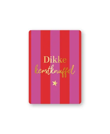 KP® Cadeaukaartjes A7 - Dikke kerstknuffel (stripes), 25 stuks