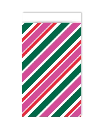 KP® Cadeauzakjes 12x19cm Stripes roze/groen 250st