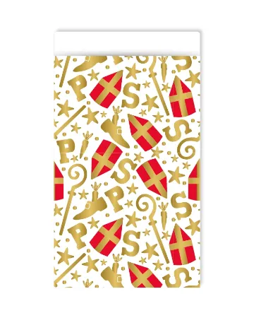 KP® Cadeauzakjes 12x19cm Mijter pret wit 250st