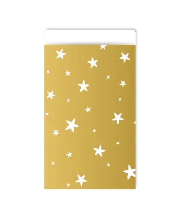 KP® Cadeauzakjes 7x13cm Little stars gold/white 250st
