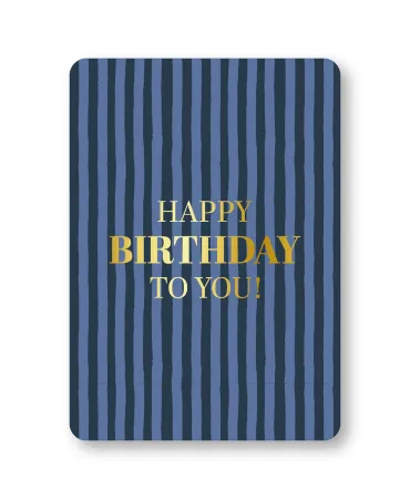 KP® Wenskaarten A6 - Happy birthday to you (blue stripes) - 10 stuks
