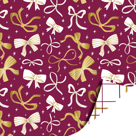 Afbeeldingen van KP® Cadeaupapier 30cm 100m - Bows burgundy purple