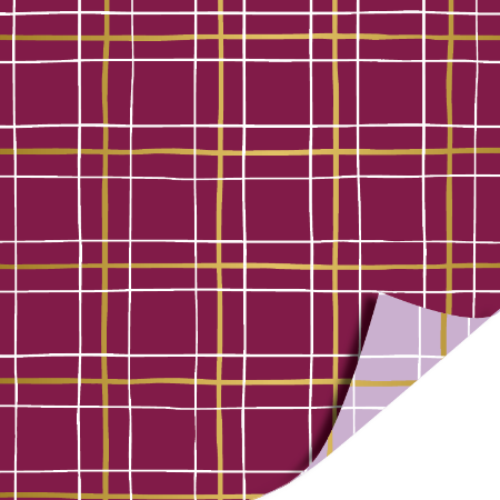 Afbeeldingen van KP® Cadeaupapier 30cm 100m - Grid lilac/gold