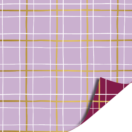 Afbeeldingen van KP® Cadeaupapier 50cm 100m - Grid lilac/gold