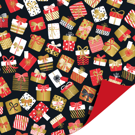 Afbeeldingen van KP® Cadeaupapier 30cm 100m - Kadootjes feest zwart