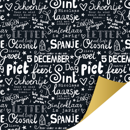 Afbeeldingen van KP® Cadeaupapier 30cm 100m - Letter pret zwart