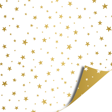 Afbeeldingen van KP® Cadeaupapier 70cm 100m - Little stars gold/white