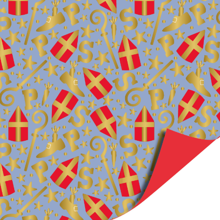 Afbeeldingen van KP® Cadeaupapier 30cm 100m - Mijter pret lichtblauw