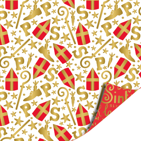 Afbeeldingen van KP® Cadeaupapier 30cm 100m - Mijter pret wit