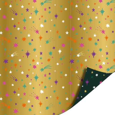 Afbeeldingen van KP® Cadeaupapier 30cm 100m - Shiny stars green