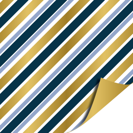 Afbeeldingen van KP® Cadeaupapier 50cm 100m - Stripes blue/gold