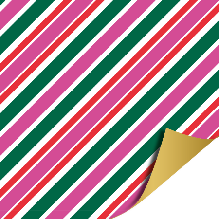 Afbeeldingen van KP® Cadeaupapier 30cm 100m - Stripes roze/groen